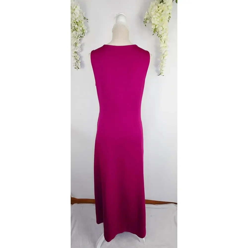 Soft Surroundings Hannah Maxi Dress Small Raspberry Twist Neck Scooba Knit Soft